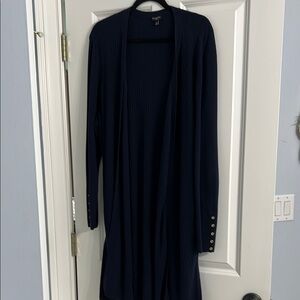 Talbots Navy Long Cardigan with Gold Buttons